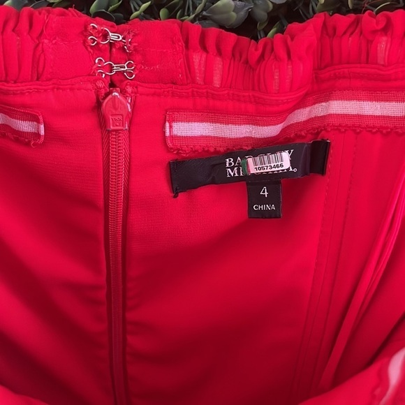 Badgley Mishka Red Off Shoulder Ruffle Gown Size 4 - Picture 5 of 10